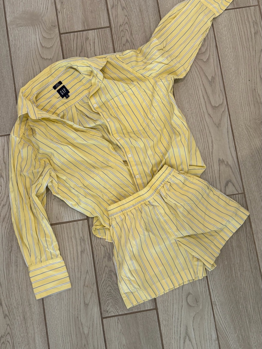 GAP Yellow Striped Button-Down Shirt and Shorts Set NWOT